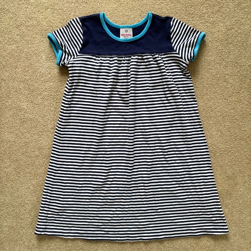 Hanna Andersson Striped Cotton Dress | Size 140 (10)